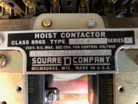 SQUARE D 8965JDO4 REVERSING HOIST CONTACTOR 250VDC 115VDC COILS
