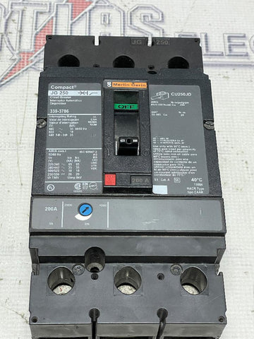 Merlin Gerin JG250 Molded Case Circuit Breaker 200 Amp 600 Volt
