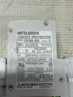 Mitsubishi 1 Lot 2 5 amp DIN Rail Mounted Circuit Breaker 2 Pole 240VAC-120VDC CP30-BA-2-5